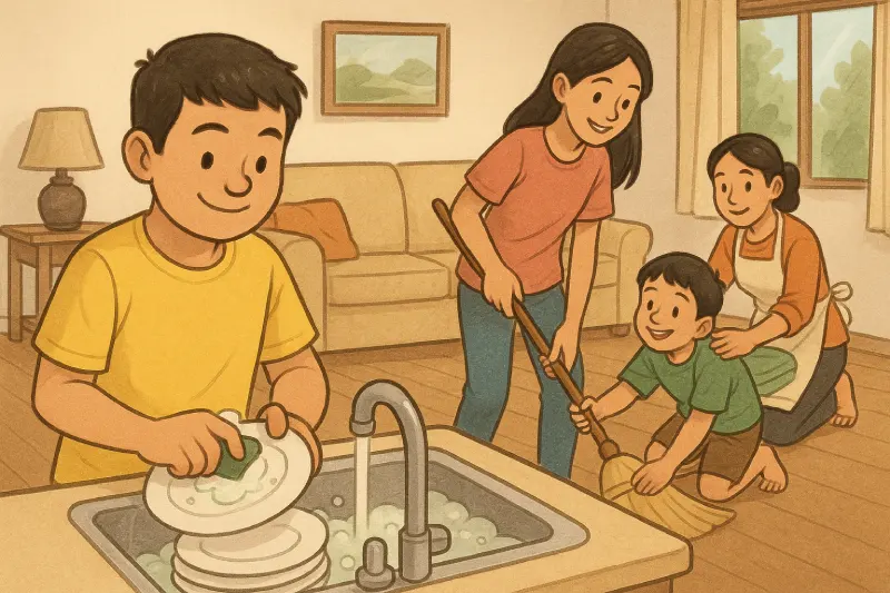 contoh sikap tolong menolong di rumah