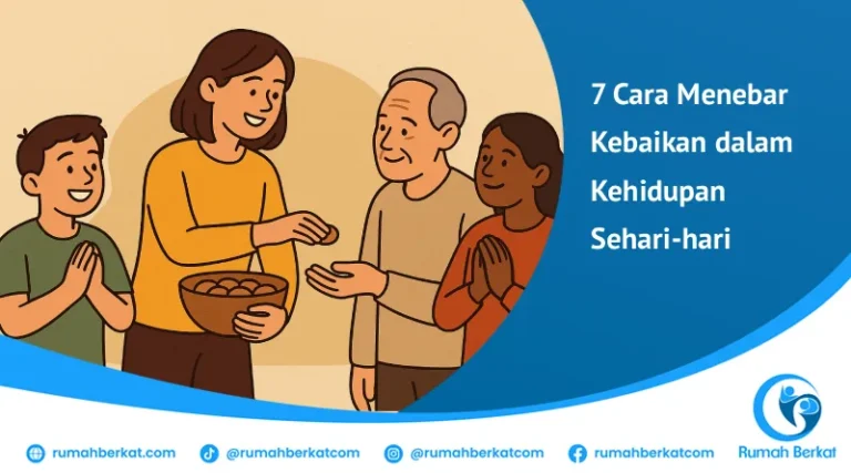 Seorang wanita memberikan makanan kepada orang tua, sementara keluarga lainnya menyaksikannya dengan senyum, menunjukkan cara menebar kebaikan dalam kehidupan sehari-hari.