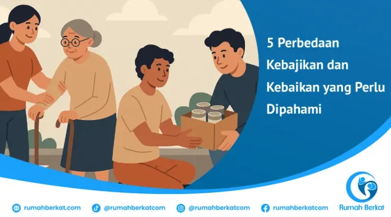 Seorang pria memberikan bantuan kepada seorang lansia, sementara yang lainnya membantu orang tua dengan tongkat, menunjukkan perbedaan antara kebajikan dan kebaikan dalam tindakan nyata.