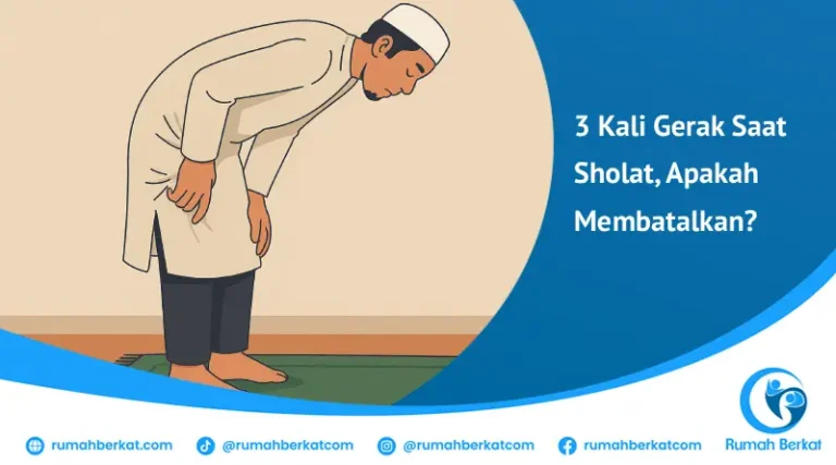 Seorang pria sedang berada dalam posisi ruku' saat sholat, menggambarkan konteks 3 kali gerak saat sholat.